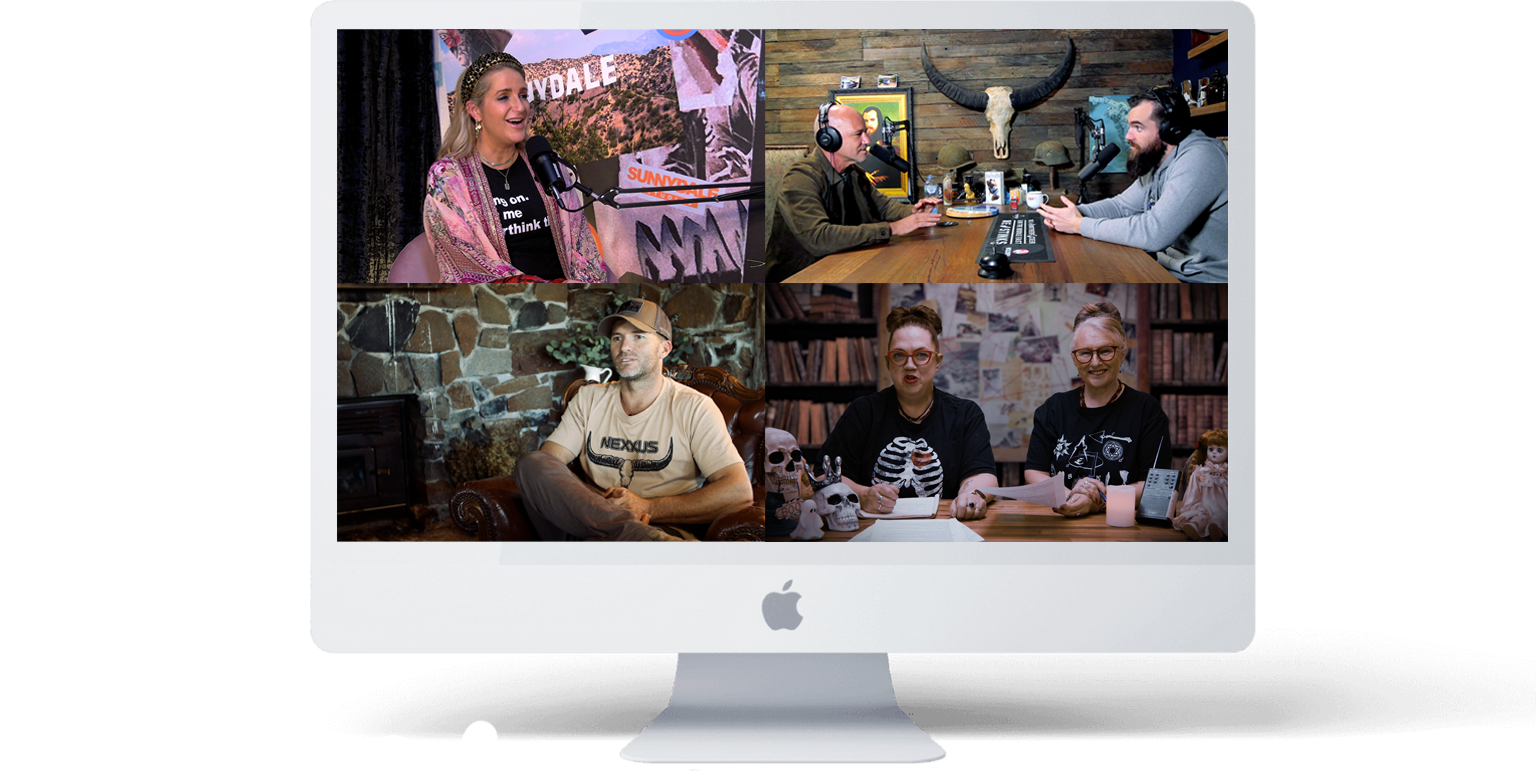 Mac Screen With podcast screenshoots on it