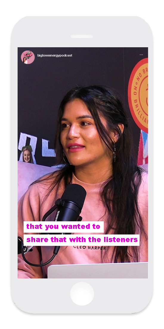 Women with brown hair and pink jumper on podcast